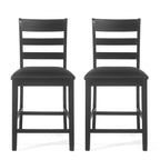Farmhouse Upholstered Wood Counter Stools (Set of 2)