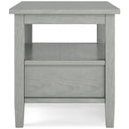 Warm Shaker Solid Wood 20-Inch Wide Transitional End Table in Fog