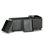Avalon 42 Inch Wide Storage Ottoman in Stone