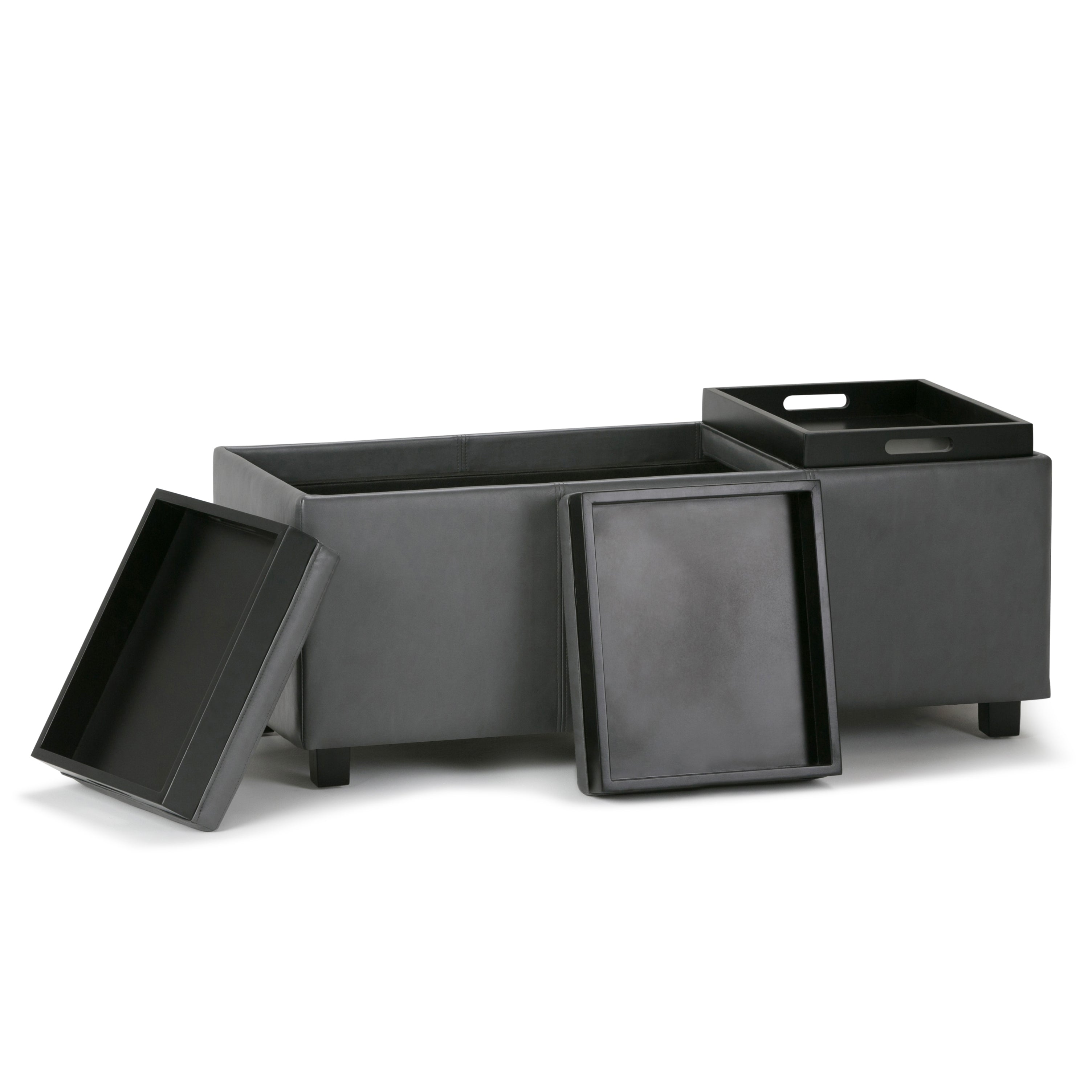 Avalon 42 Inch Wide Storage Ottoman in Stone