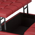 Harrison 36 Inch Wide Coffee Table Storage Ottoman in Crimson