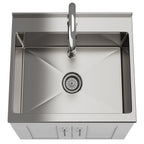 Modern Wide Shaker - 24" Laundry Cabinet with Faucet and Stainless Steel Sink
