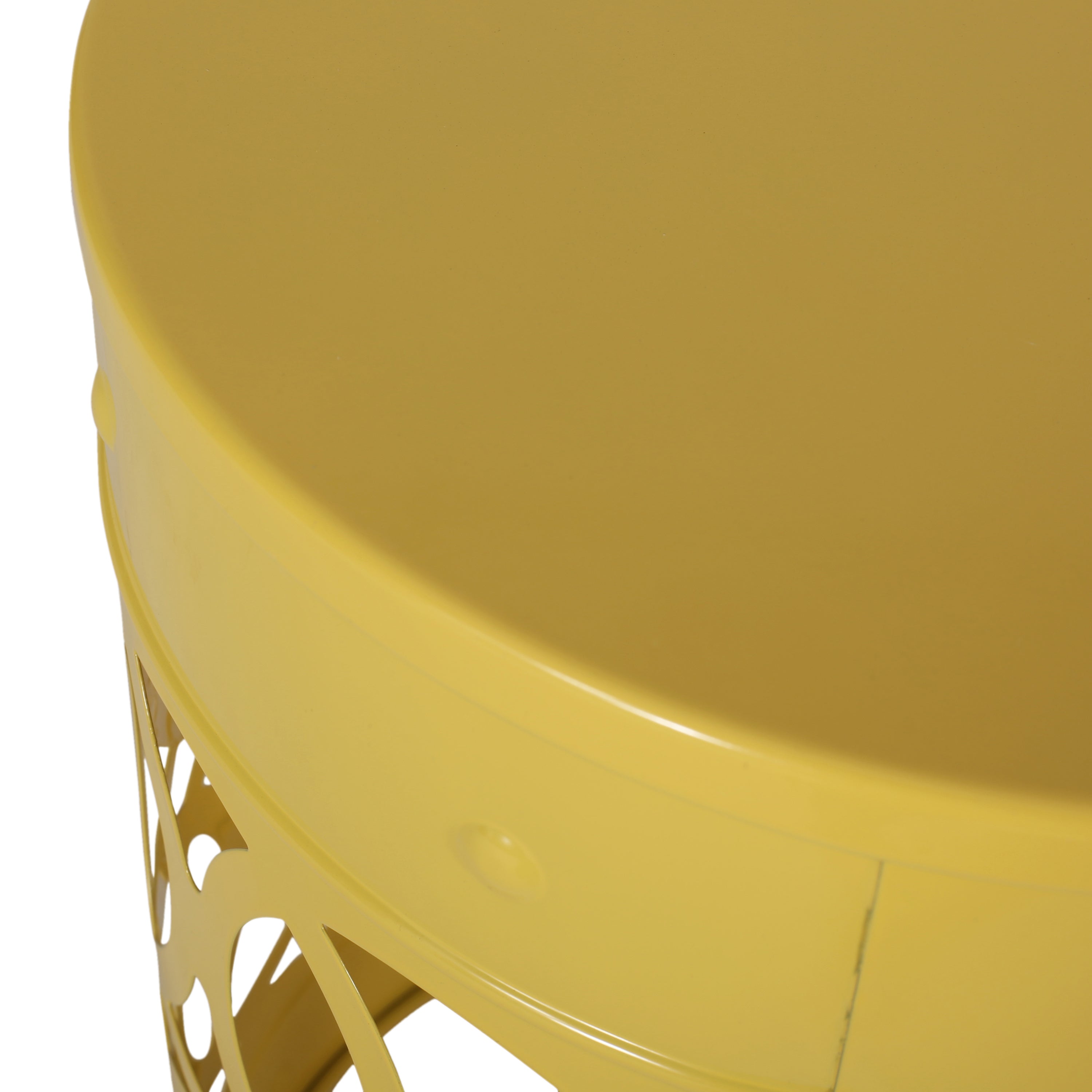 Large Modern Outdoor Metal End Table with Iron Cut Design