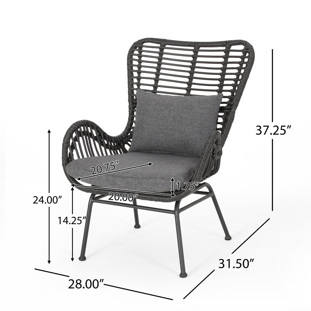 Tapscott Wicker Patio Chair with Cushions (Set of 2)
