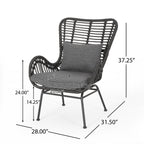 Tapscott Wicker Patio Chair with Cushions (Set of 2)