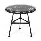 Orlando Outdoor Glass Top Faux Rattan Side Table