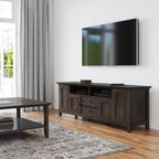 Amherst 72 Inch Wide Solid Wood TV Stand in Brunette