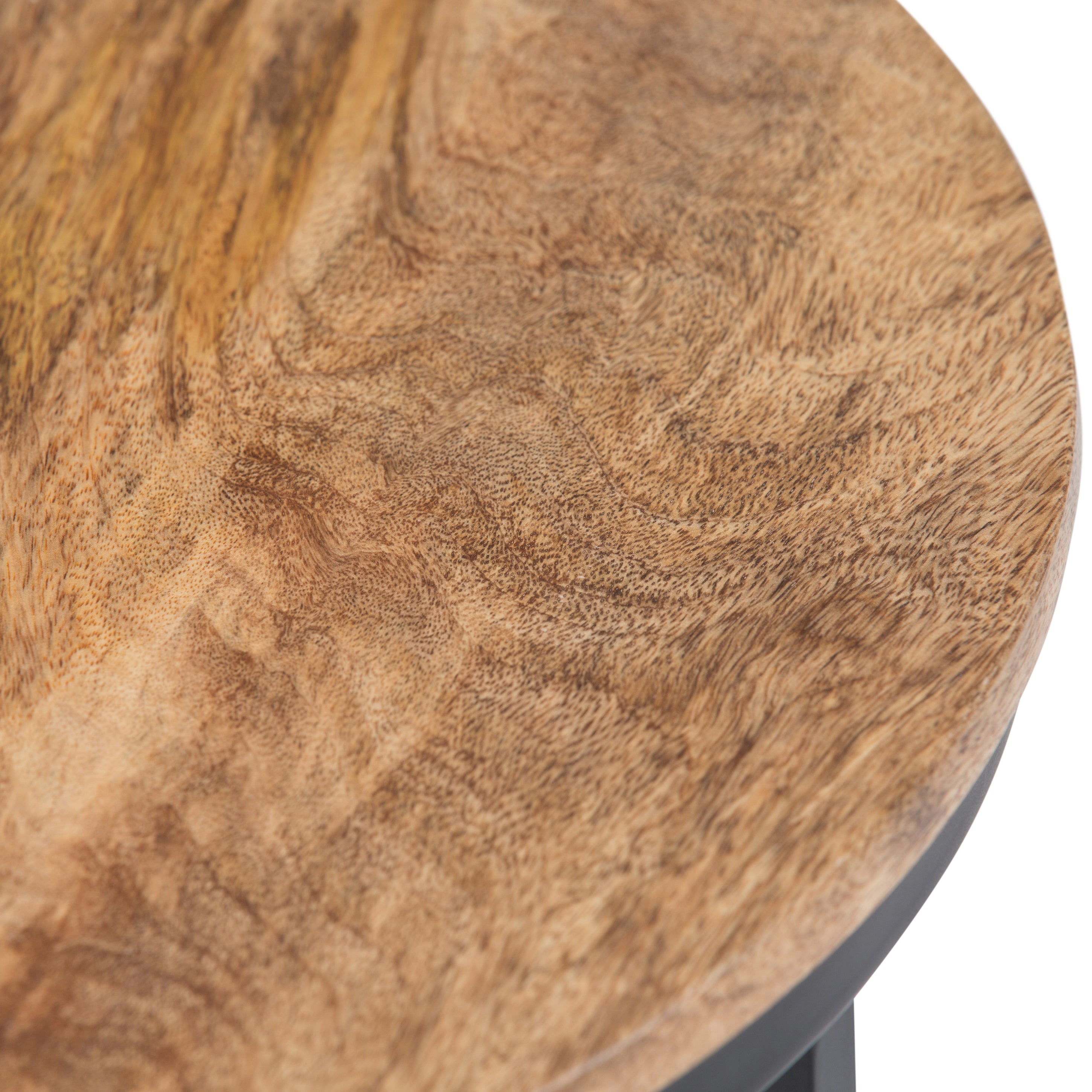 Jenna 18 Inch Wide Solid Mango Wood and Metal Round Side Table