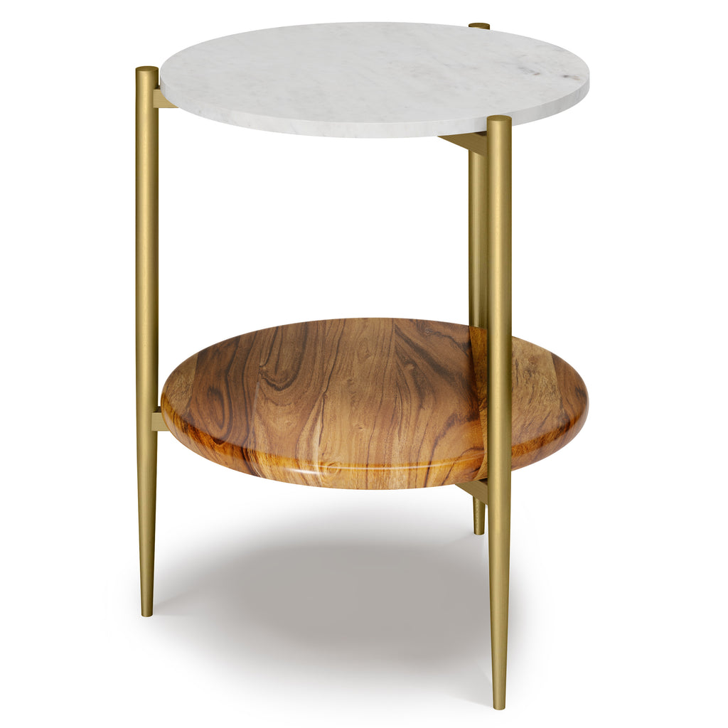 Wagner - Round Marble & Wood Side Table