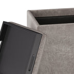 Rockwood 17 Inch Wide Cube Storage Ottoman with Tray in Distressed