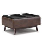 Owen 34-Inch Wide Tray Top Small Coffee Table Storage Ottoman