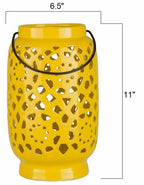 Jeiseyville Yellow Geometric Outdoor Ceramic Lantern