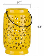 Jeiseyville Yellow Geometric Outdoor Ceramic Lantern