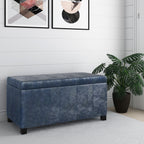 Dover 36 Inch Wide Storage Ottoman Bench in Denim