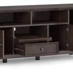 Amherst 72 Inch Wide Solid Wood TV Stand in Brunette