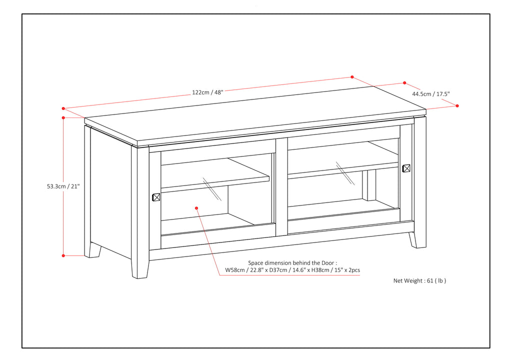 Cosmopolitan 48 Inch Wide Solid Wood TV Stand in Mahogany