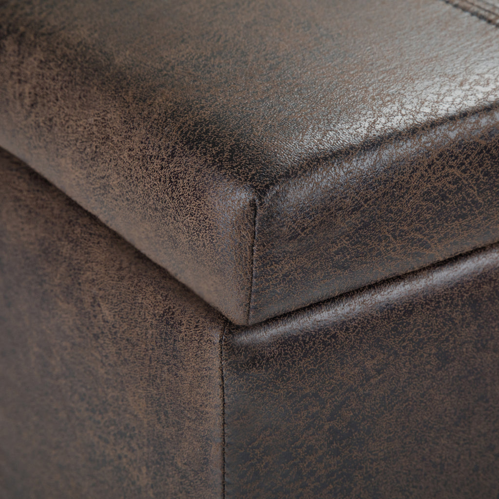 Dover 36 Inch Wide Storage Ottoman Bench in Distressed