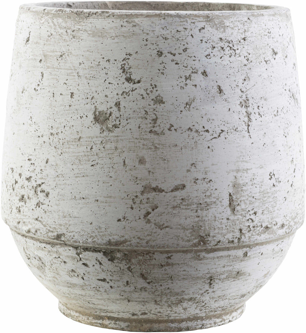 Janamuato White Geometric Cement Outdoor Planter