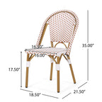Outdoor PE Rattan and Aluminum French Bistro Chairs, Set of 2