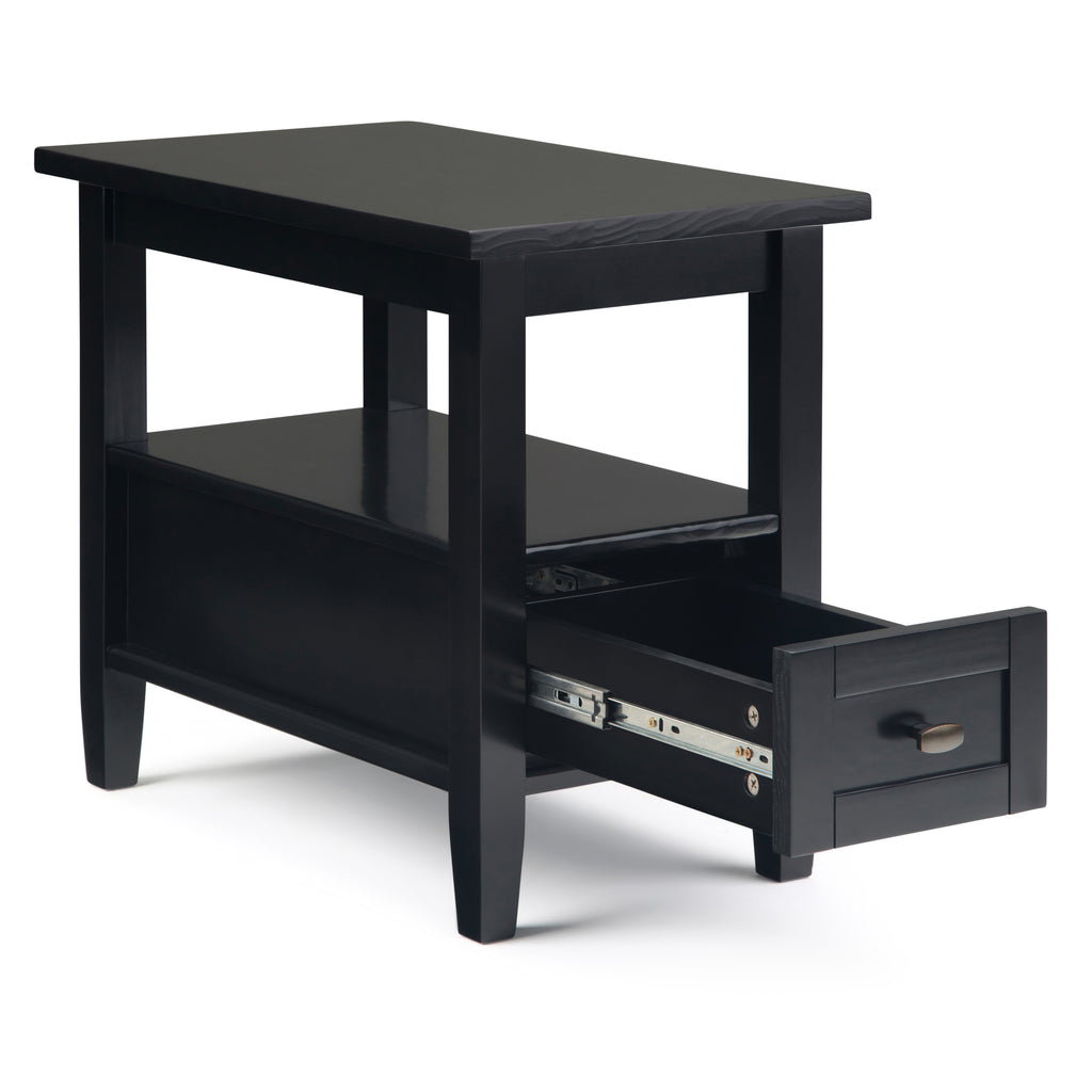 Warm Shaker Solid Wood 14 Inch Wide Transitional Narrow Side Table