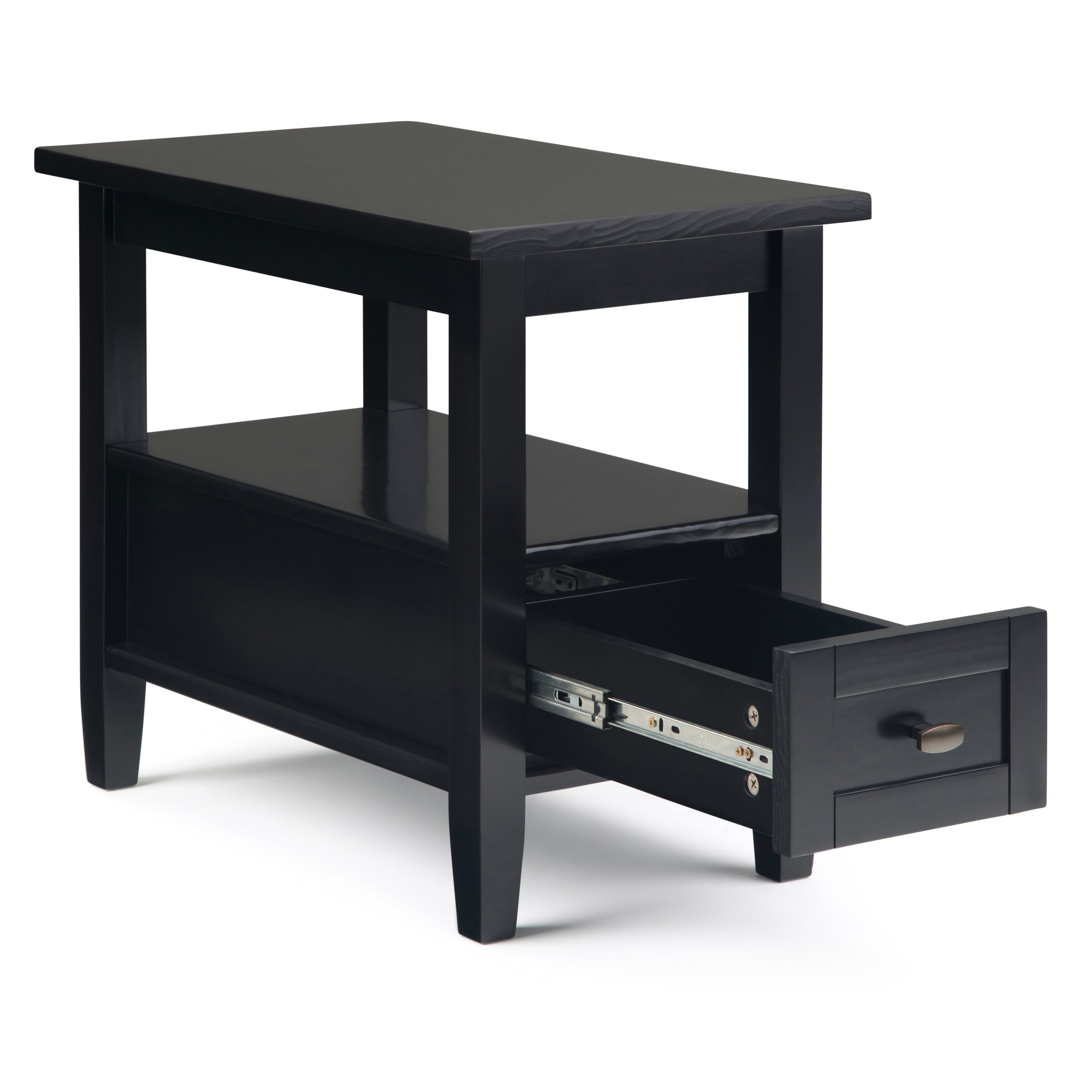 Warm Shaker Solid Wood 14 Inch Wide Transitional Narrow Side Table