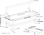 Oregon 42 Inch Wide Storage Ottoman Bench with Tray