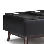 Owen 34 Inch Wide Tray Top Small Coffee Table Storage Ottoman