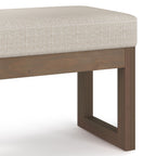 Milltown 27 Inch Wide Solid Wood Footstool Small Ottoman Bench in Platinum