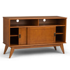 Draper 54" Wide Solid Wood Mid Century Tall TV Stand in Teak
