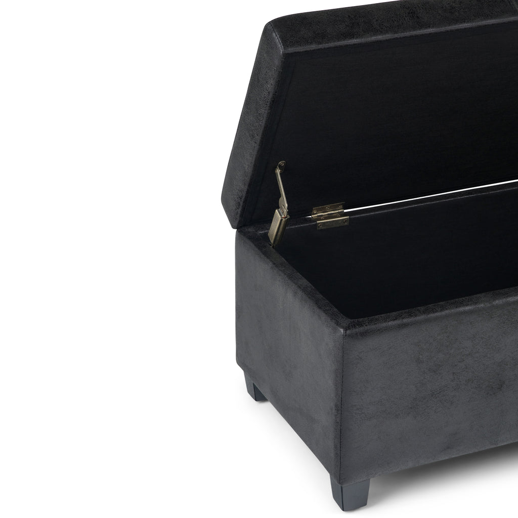 Avalon 48 Inch Wide Storage Ottoman Bench in Distressed