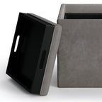Rockwood 17 Inch Wide Cube Storage Ottoman with Tray