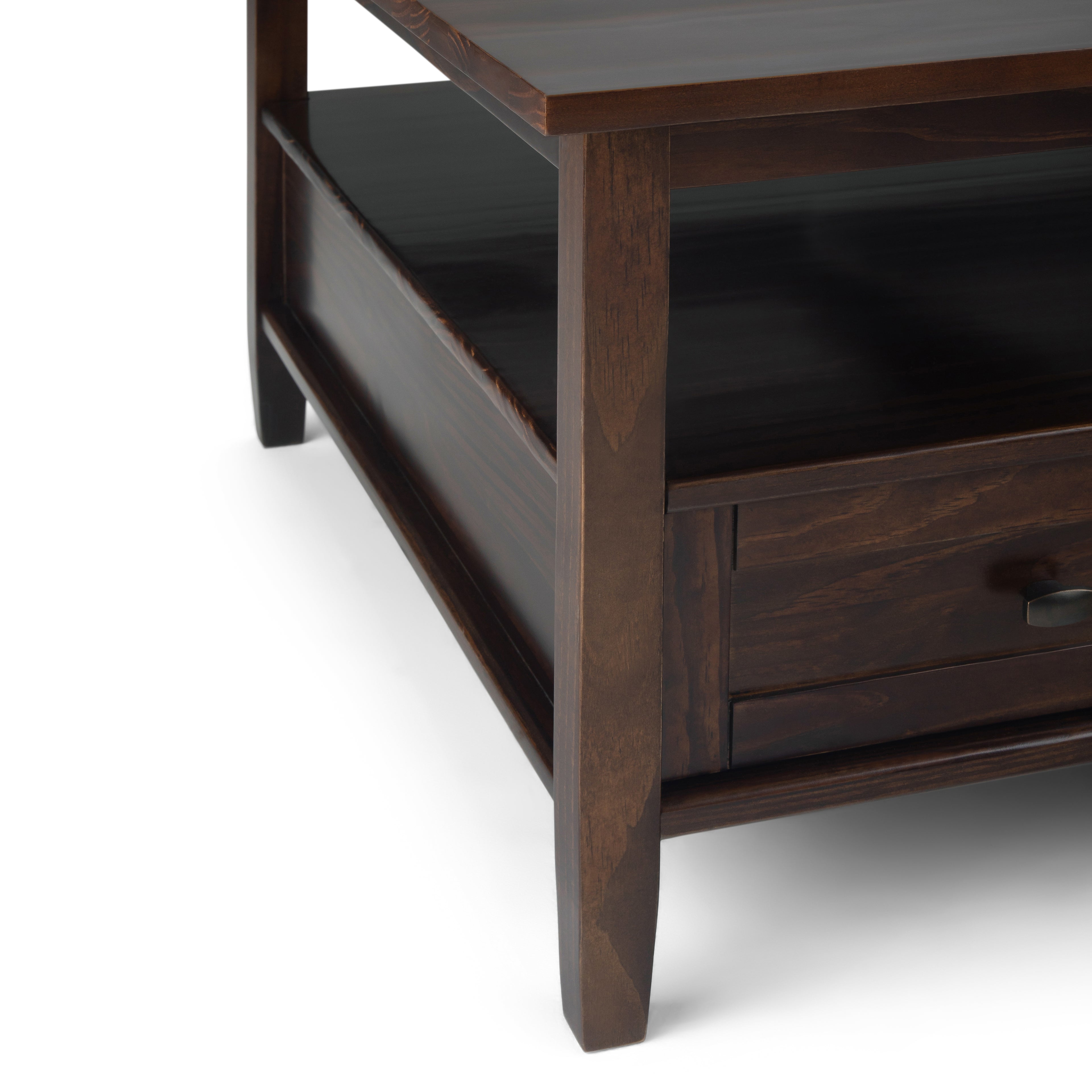 Warm Shaker 36 Inch Wide Solid Wood Square Coffee Table