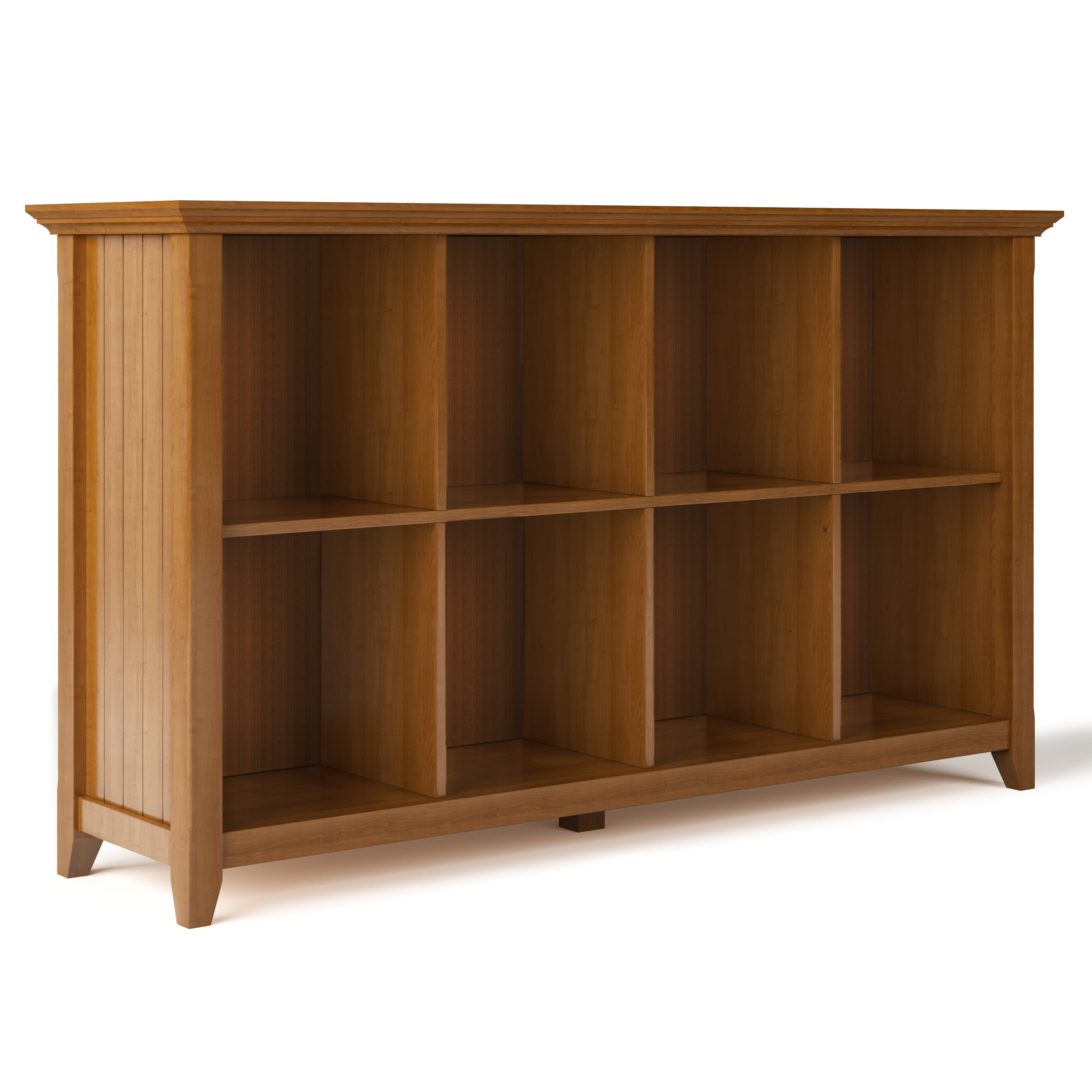 Acadian 57 inch Wide Solid Wood 8 Cube Storage Sofa Table in Light Golden