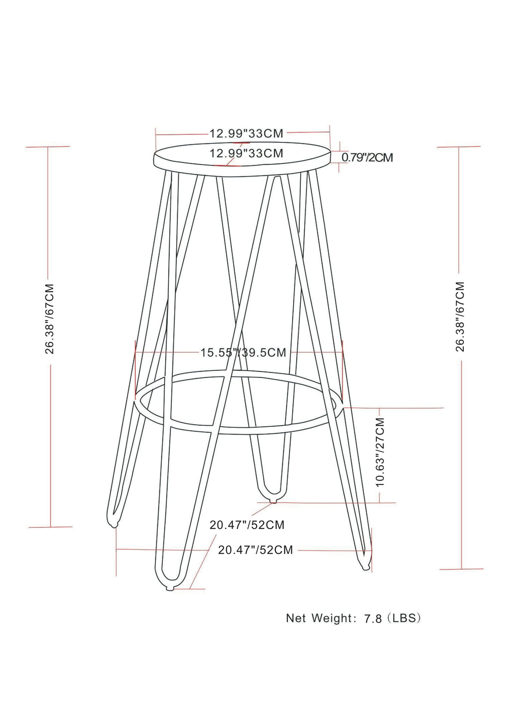 Simeon - 26" Metal Counter Height Stool with Wood Seat (Set of 2)