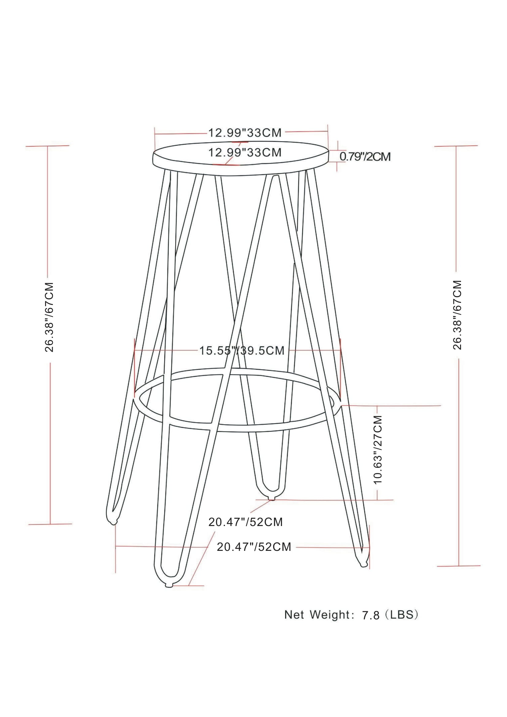Simeon - 26" Metal Counter Height Stool with Wood Seat (Set of 2)