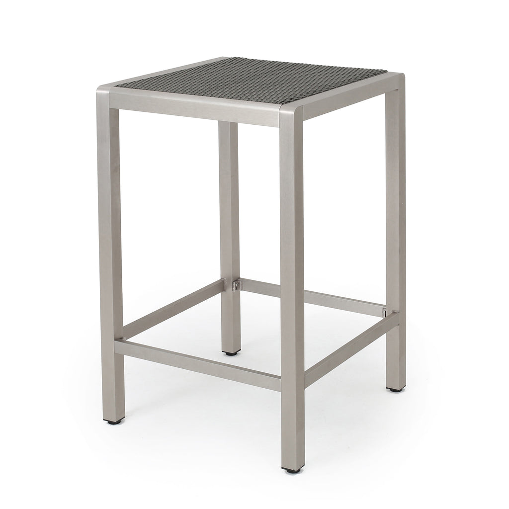 43" Outdoor Aluminum Frame Bar Table with PE Rattan Table Top