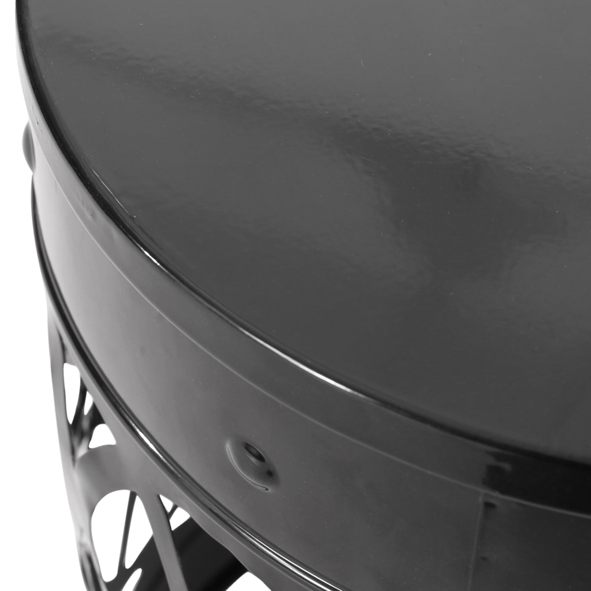 Modern Outdoor Metal End Table with Iron Cut Design