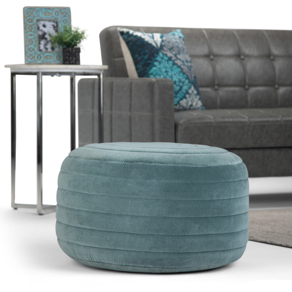 Vivienne Round Pouf - Turquoise