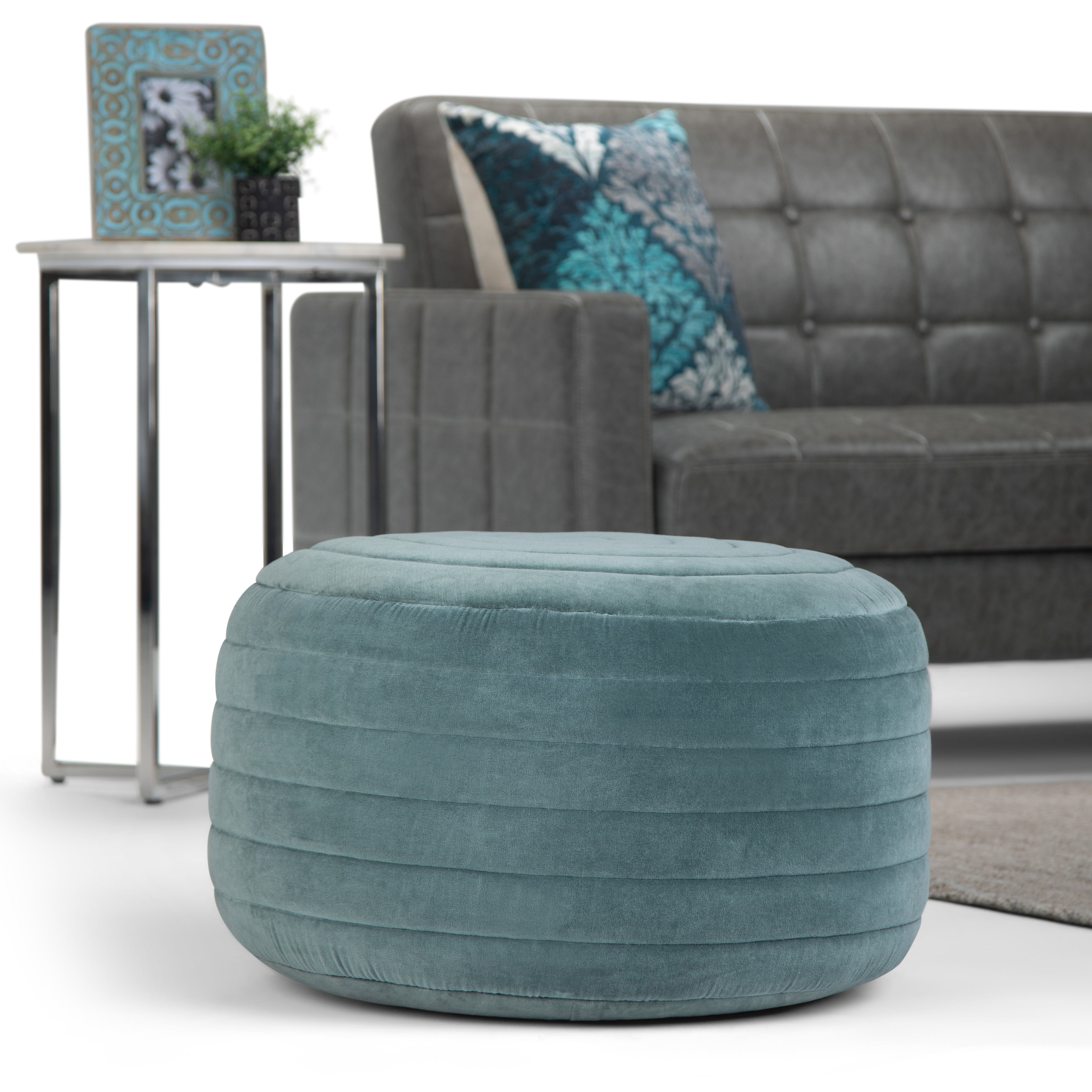 Vivienne Round Pouf - Turquoise
