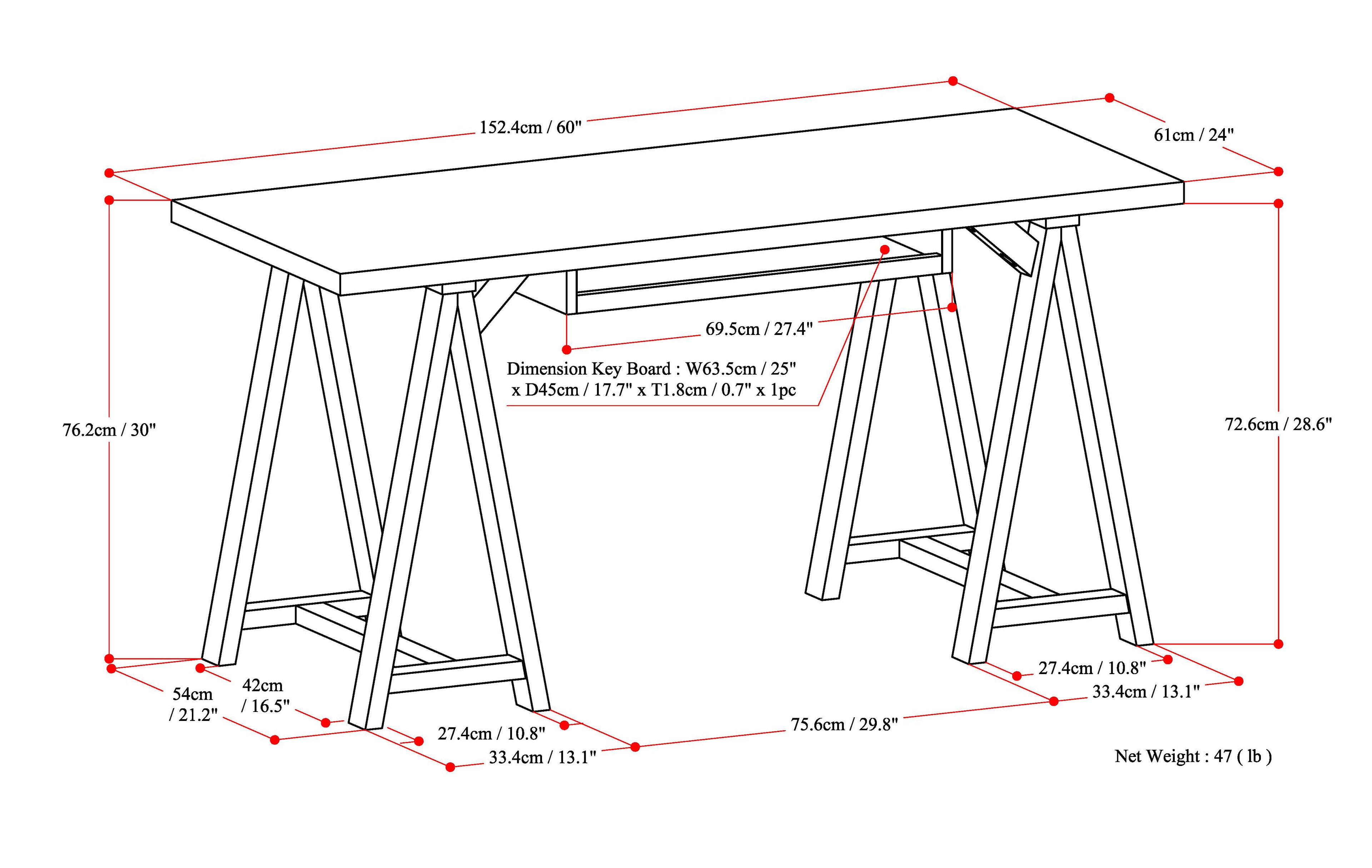 Sawhorse Desk - Dark Chestnut