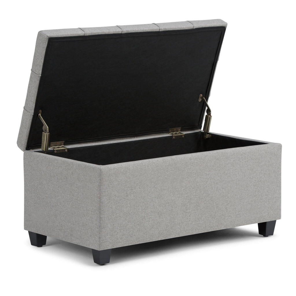 Sienna 33 Inch Wide Storage Ottoman Bench in Dove