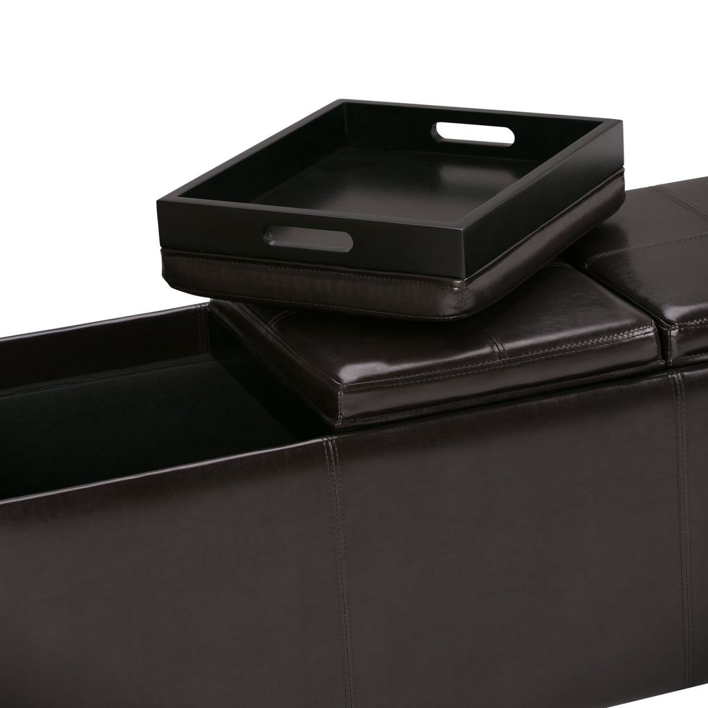 Avalon 42 Inch Wide Storage Ottoman in Tanners