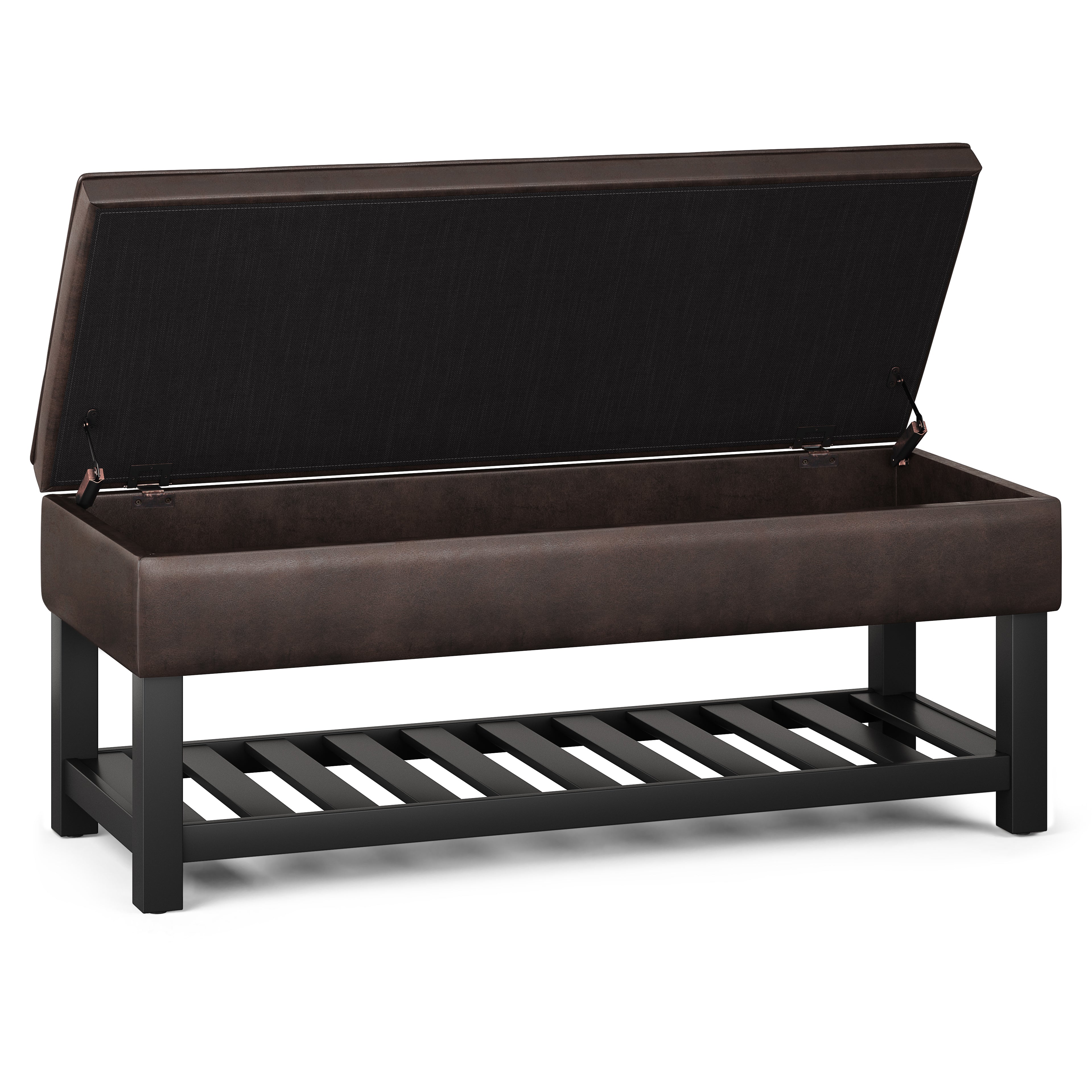Cosmopolitan Storage Ottoman Bench with Open Bottom - Distressed