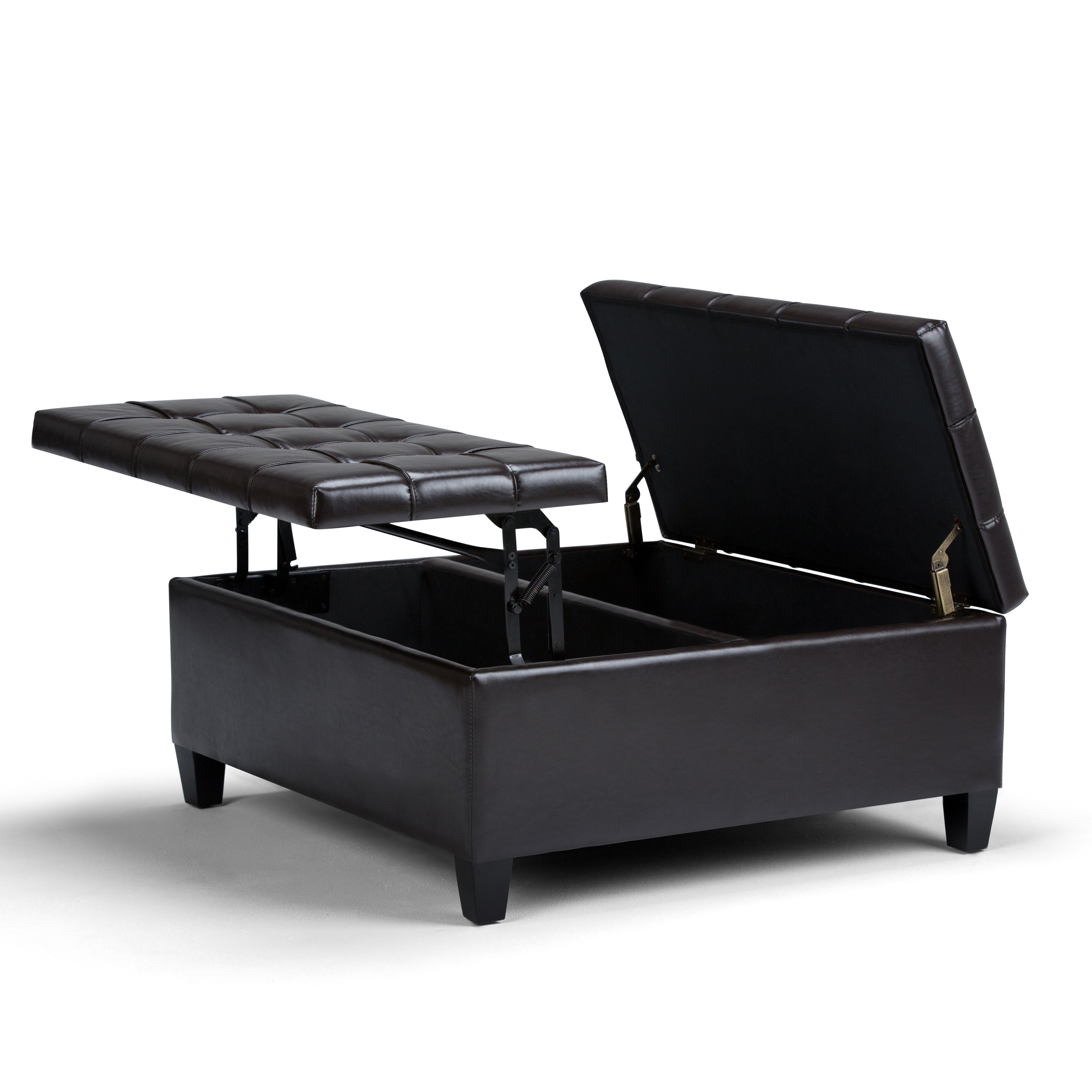 Harrison 36 Inch Wide Coffee Table Storage Ottoman in Tanners