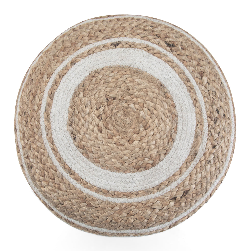 Serena 18 Inch Wide Round Braided Pouf