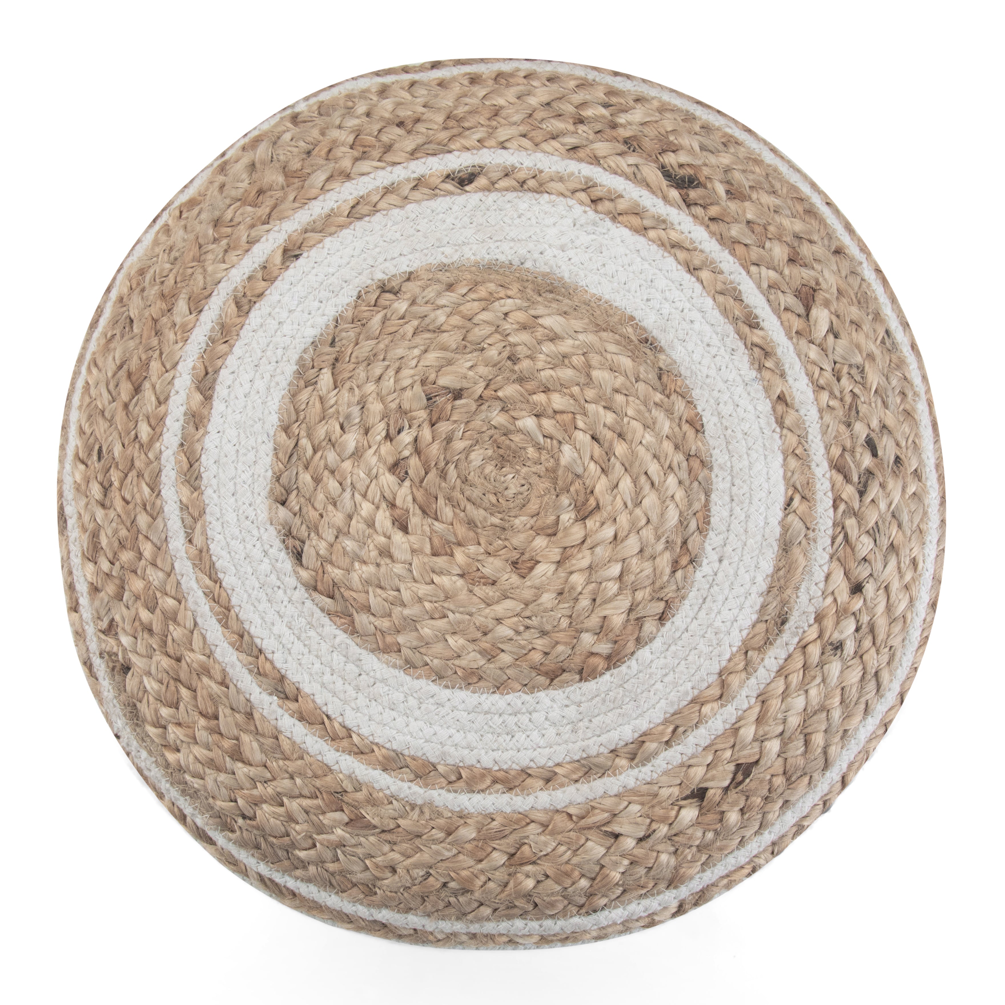 Serena 18 Inch Wide Round Braided Pouf