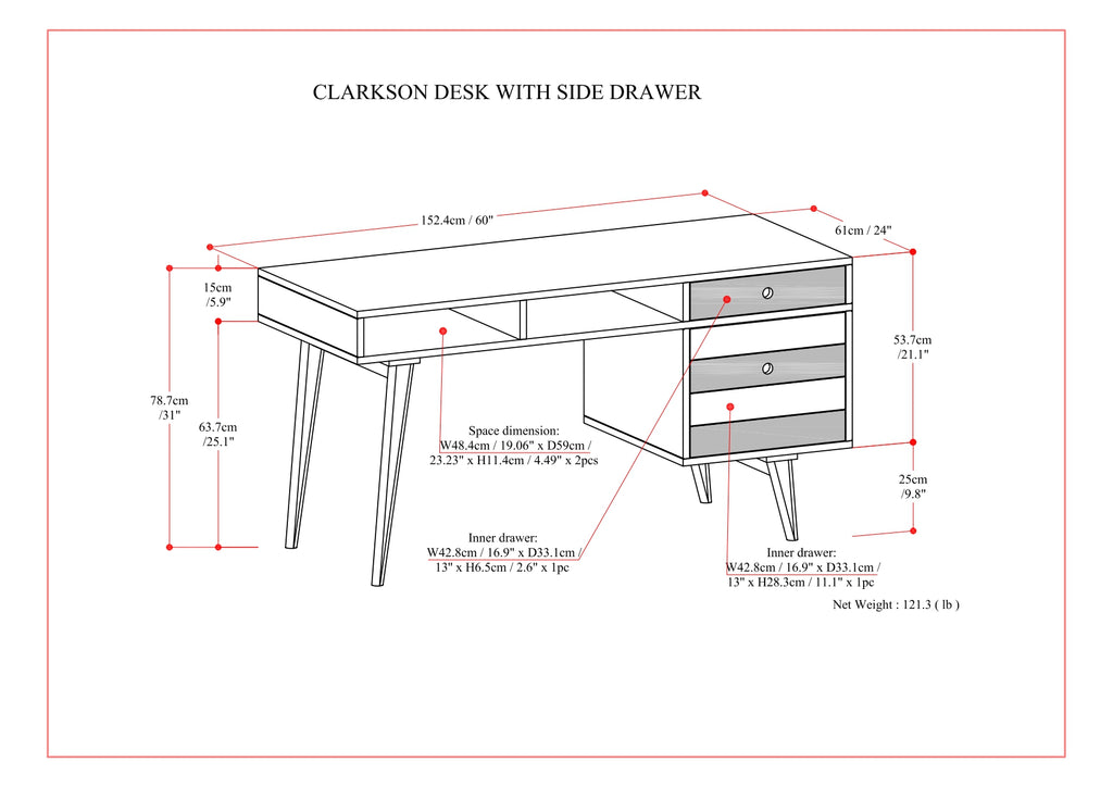 Clarkson Rustic Desk with Side Drawers