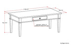 Carlton 44 Inch Wide Solid Wood Coffee Table in Brunette