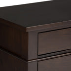 Carlton 24 Inch Wide Solid Wood Bedside Table in Brunette