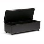Hamilton 48 Inch Wide Storage Ottoman in Coffee